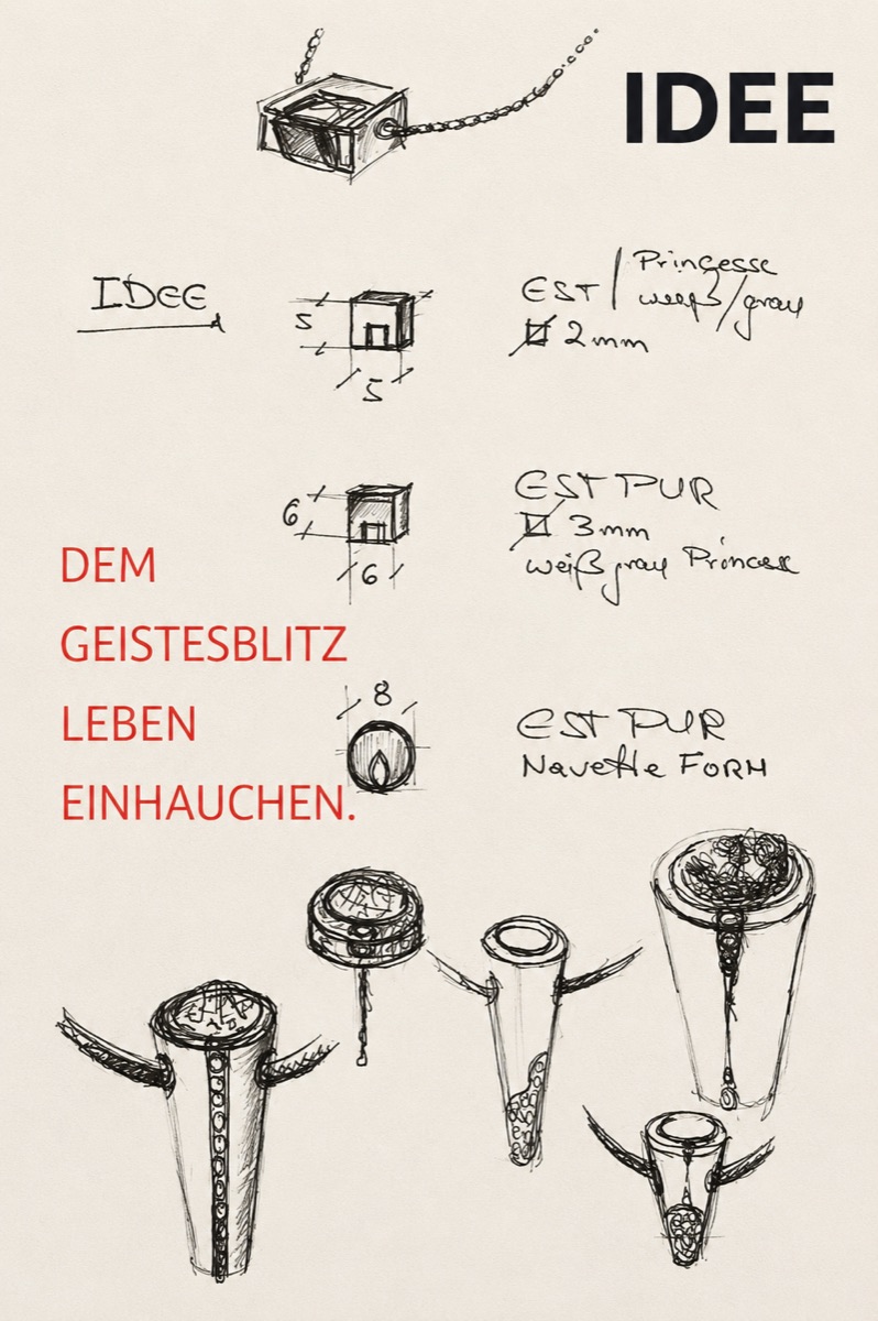 Erste Skizzen und Ideenfindung für ein individuelles Schmuckstück